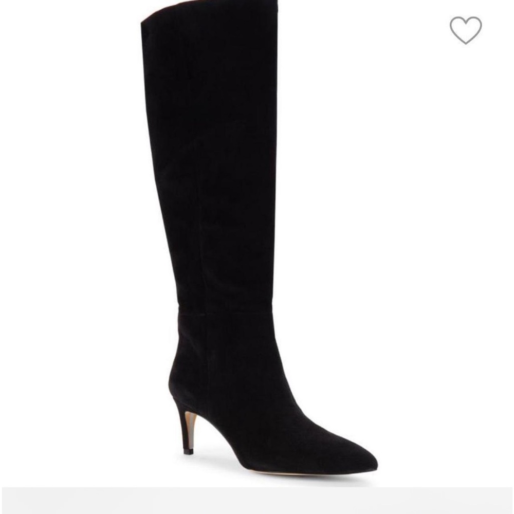 Sam Edelman Uma knee high Black Suede Heeled Tall Boots size 9.5